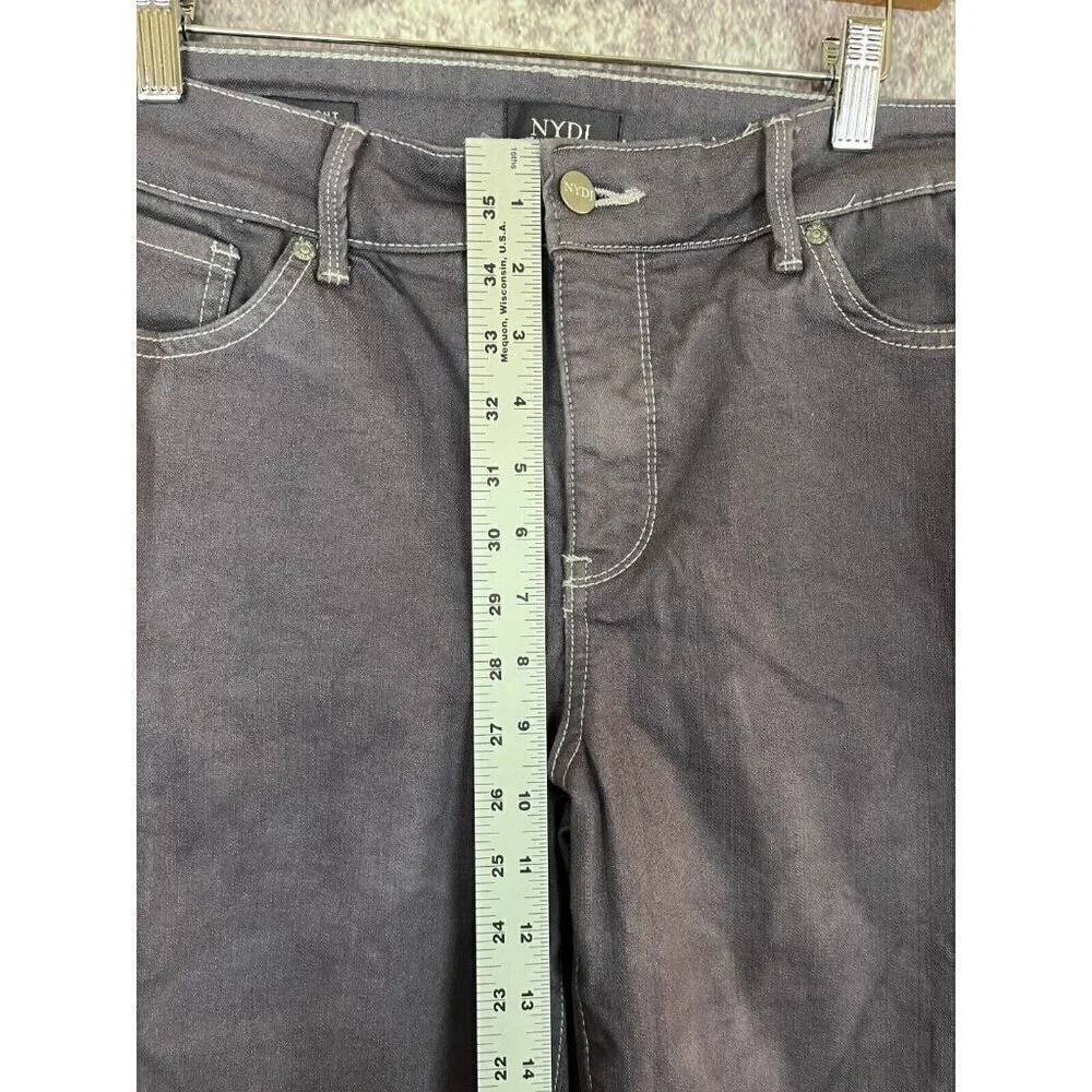 NYDJ Jeans Womens 12 Marilyn Straight Light Blue Acid‎ Wash Coastal Hippie Boho